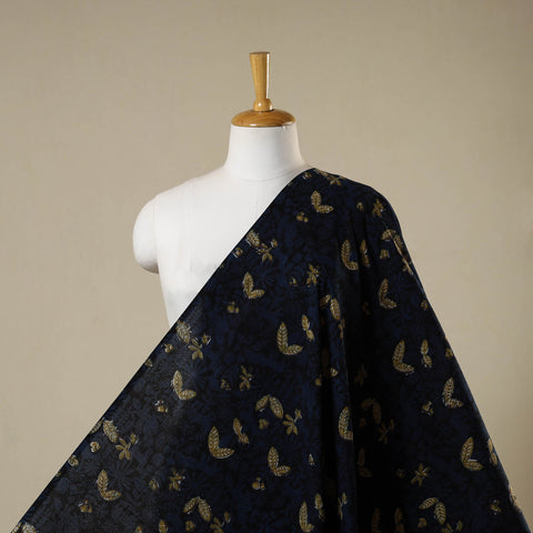 Blue - natural dyed bagru dabu fabric 40 - handcrafted