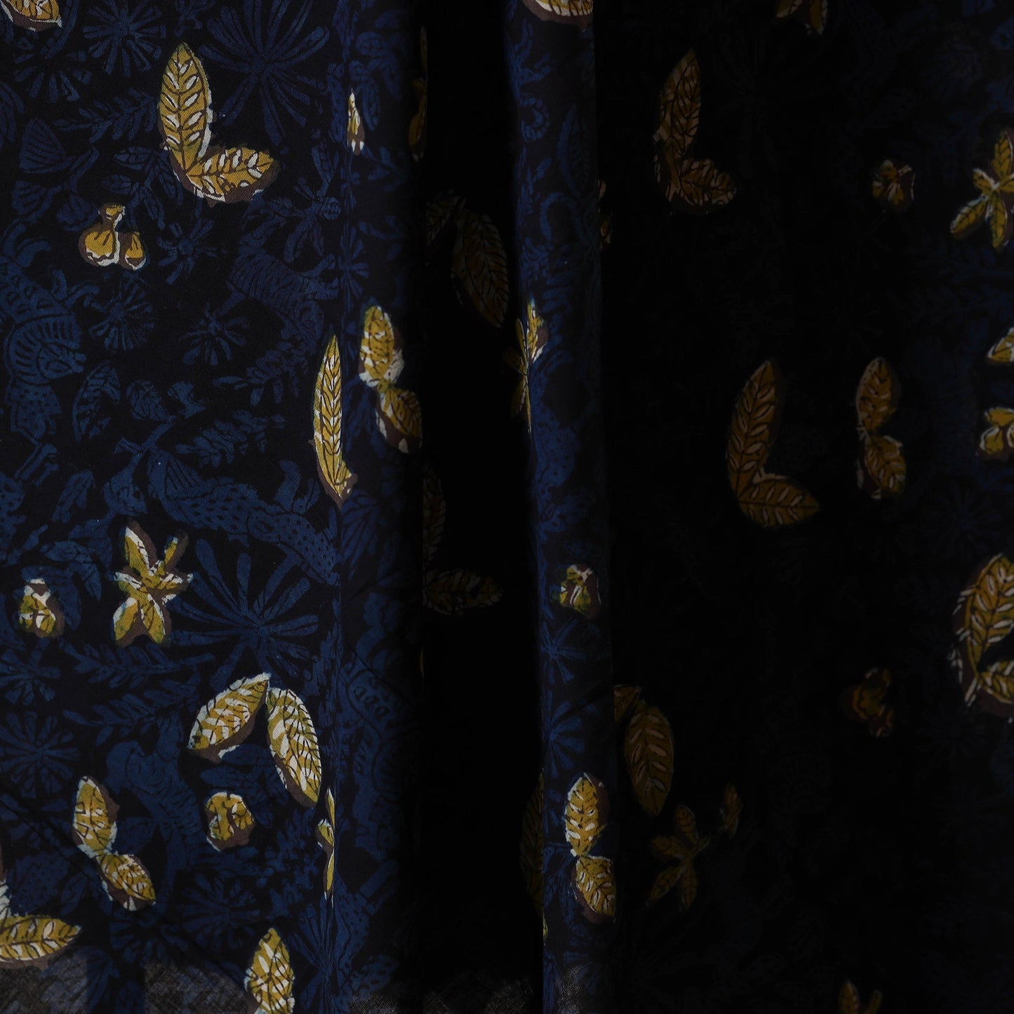 Blue - natural dyed bagru dabu fabric 40 - handcrafted