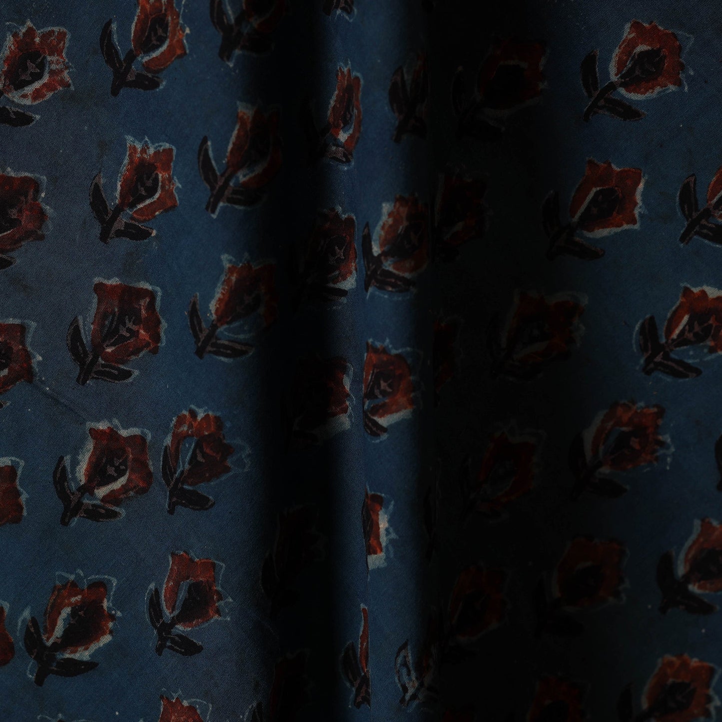 Blue - natural dyed bagru dabu fabric 43 - handcrafted