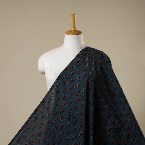 Blue - natural dyed bagru dabu fabric 43 - handcrafted