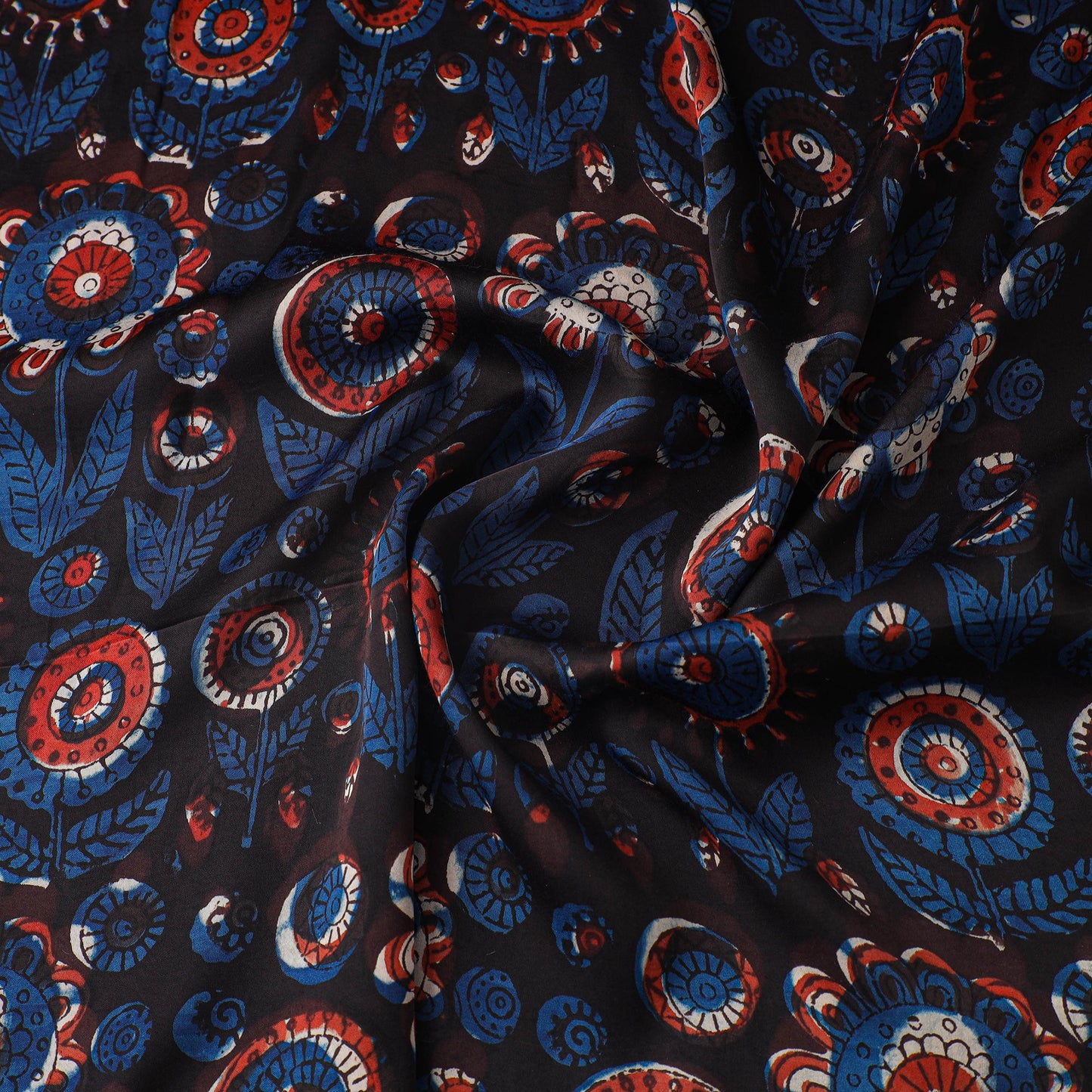 Blue - natural dyed bagru modal silk fabric 15 - handcrafted