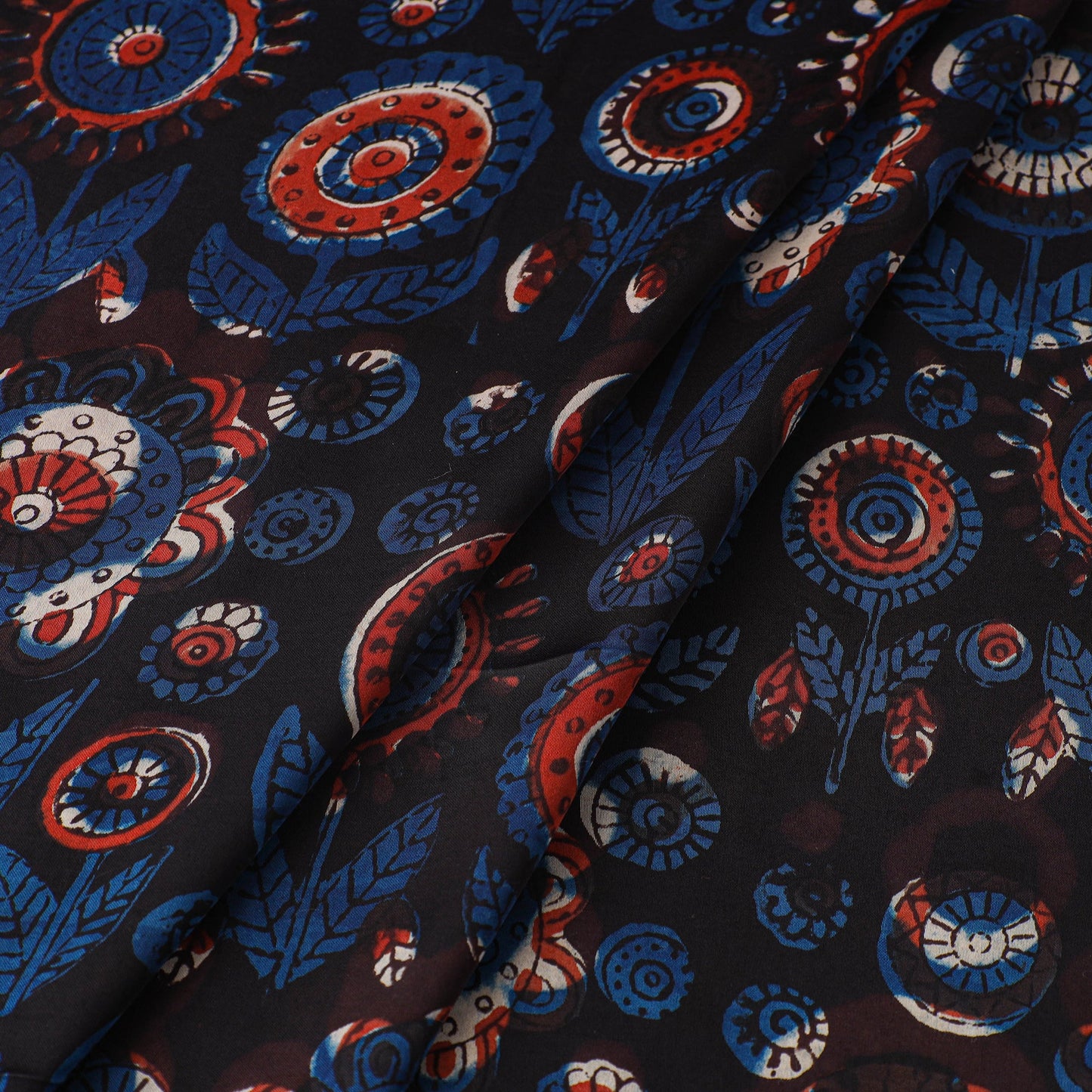 Blue - natural dyed bagru modal silk fabric 15 - handcrafted