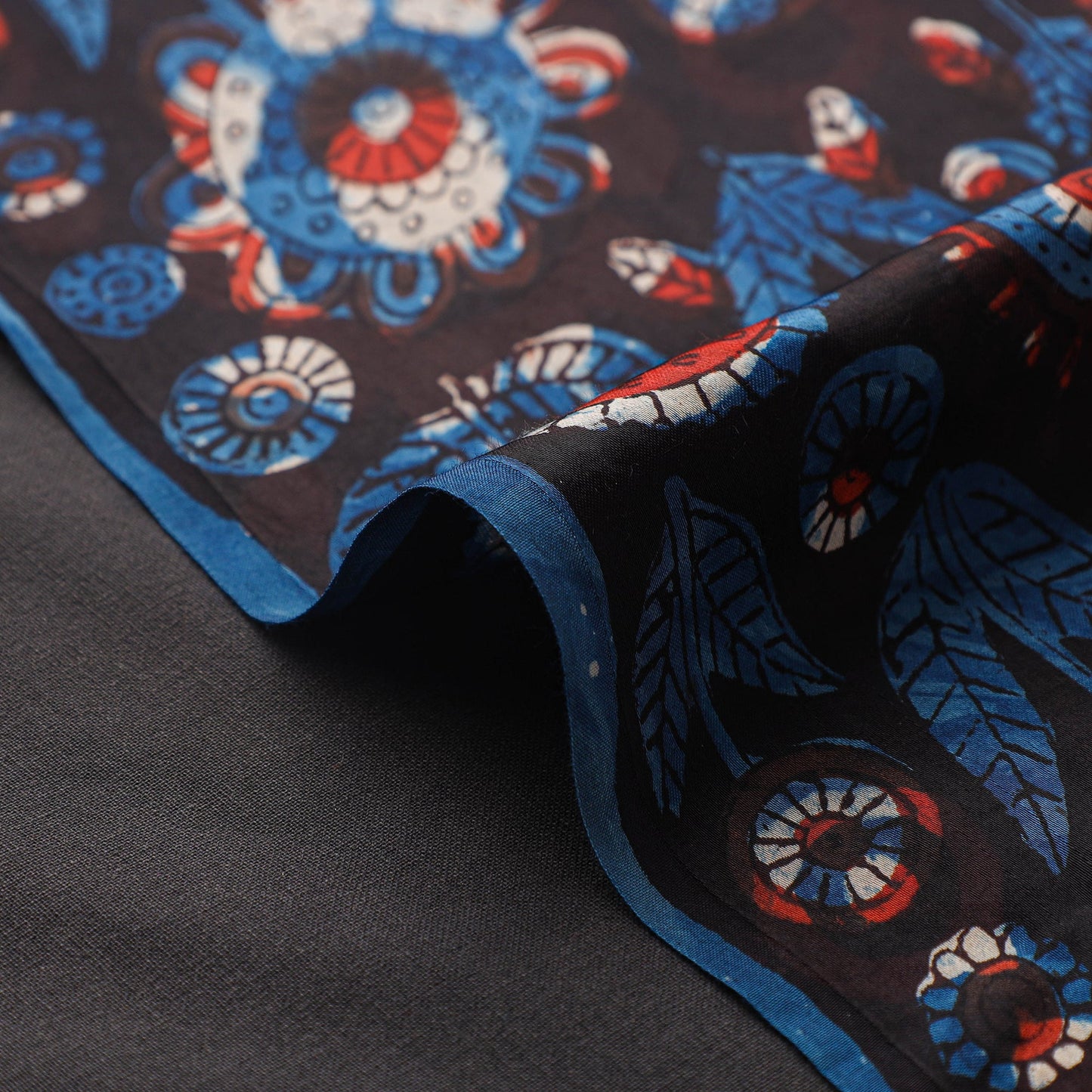 Blue - natural dyed bagru modal silk fabric 15 - handcrafted