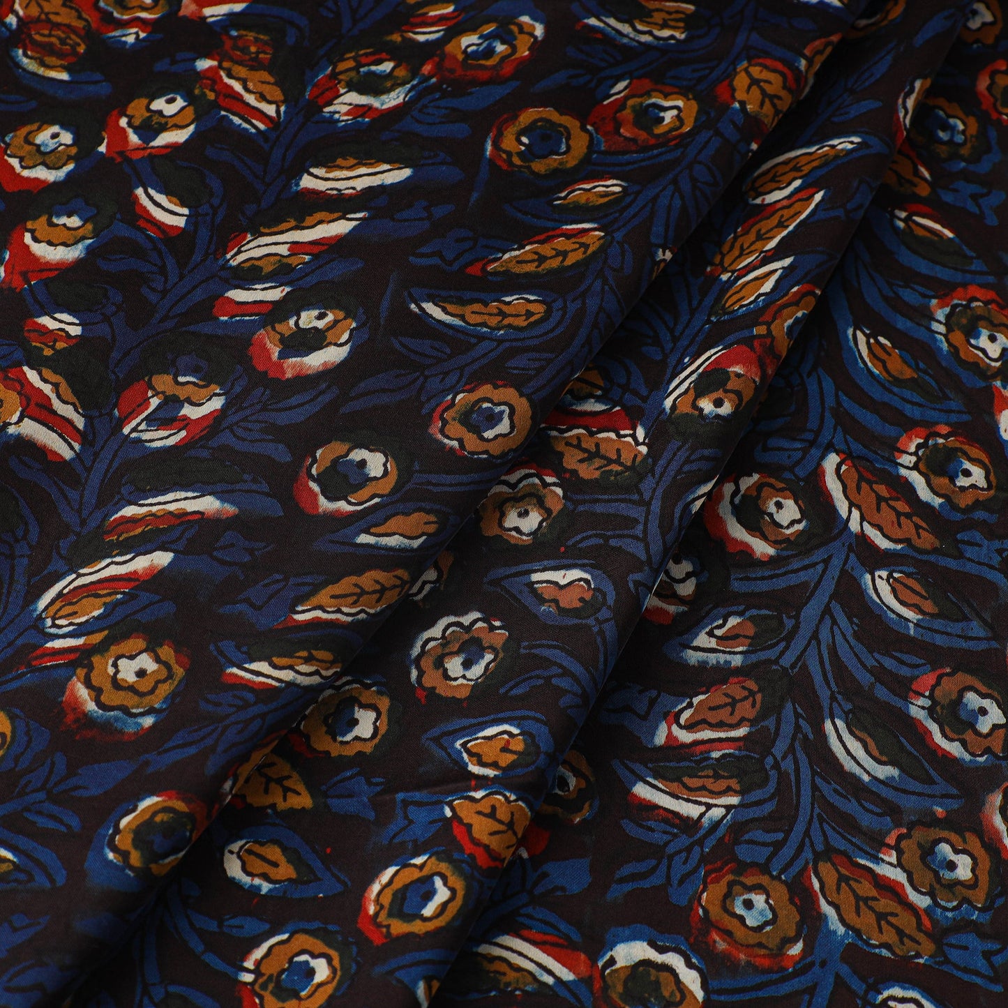 Blue - natural dyed bagru modal silk fabric 16 - handcrafted
