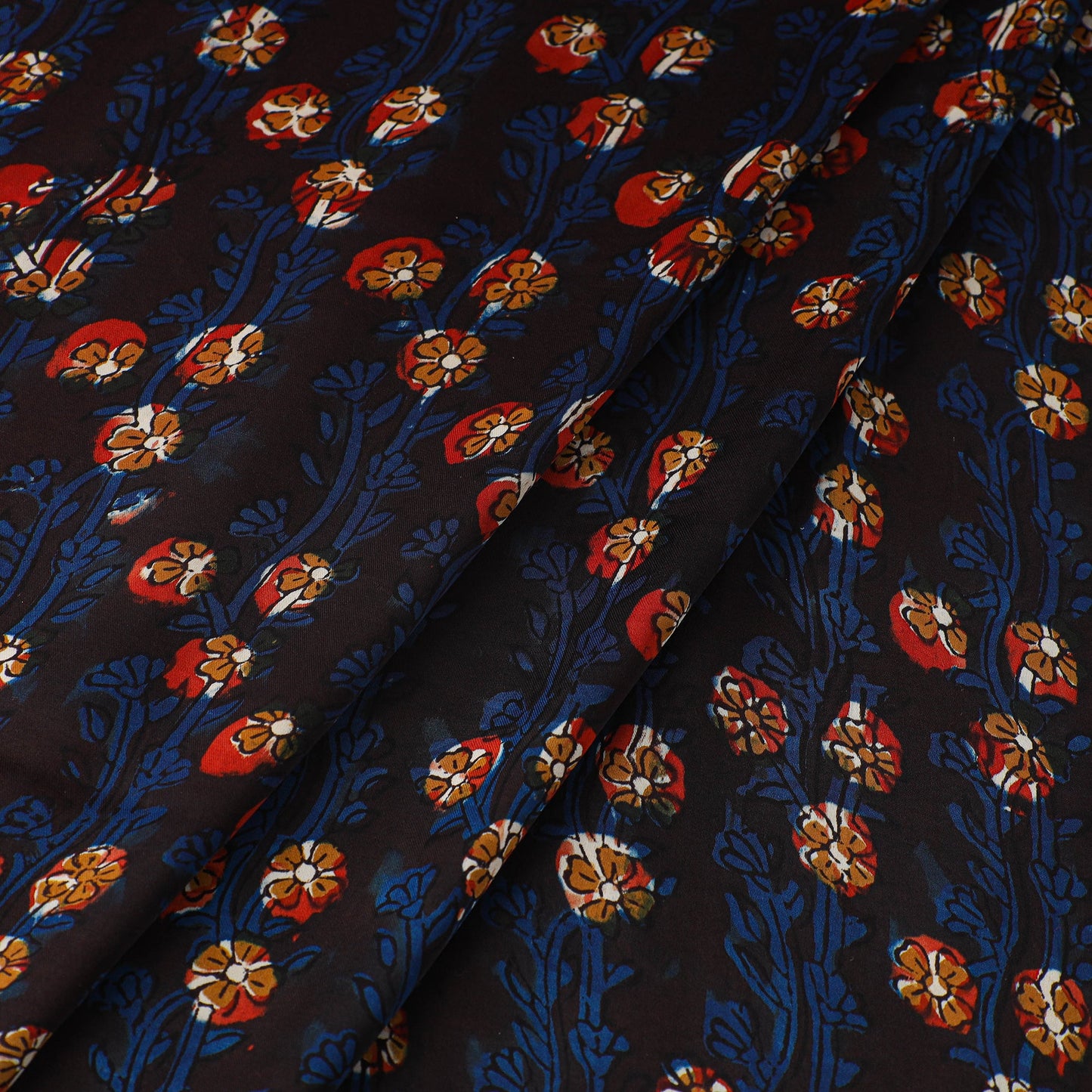 Blue - natural dyed bagru modal silk fabric 18 - handcrafted