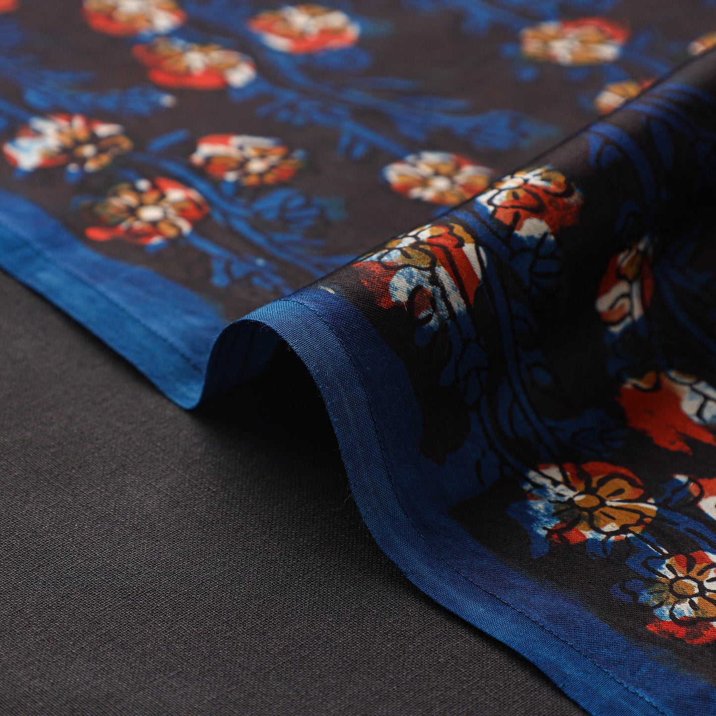 Blue - natural dyed bagru modal silk fabric 18 - handcrafted