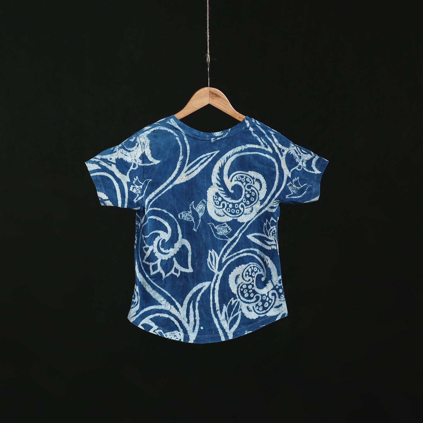 Natural dyed bindaas block art printed cotton v neck