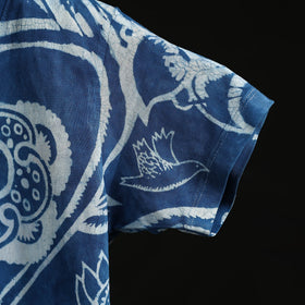 Natural dyed bindaas block art printed cotton v neck