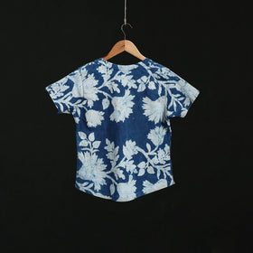 Natural dyed bindaas block art printed cotton v neck