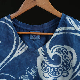 Natural dyed bindaas block art printed cotton v neck