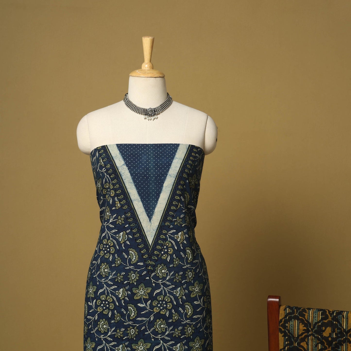 Blue - natural dyed 3pc unstitched dress material 09