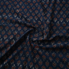 Blue - natural dyed cotton fabric 17 - handcrafted