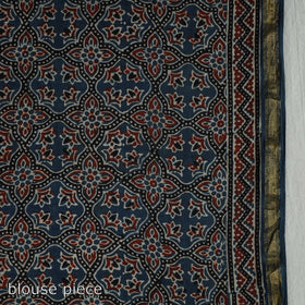 Buy Natural Dyed Block Print Cotton Ajrakh Saree