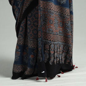 Buy Natural Dyed Block Print Cotton Ajrakh Saree