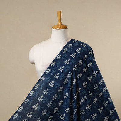 Blue - natural dyed cotton indigo bagru fabric 03