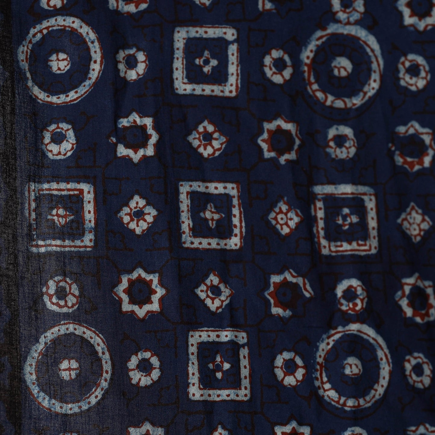 Blue - natural dyed cotton nandana fabric 01 - handcrafted