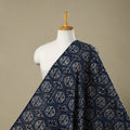 Blue - natural dyed cotton nandana fabric 02 - handcrafted