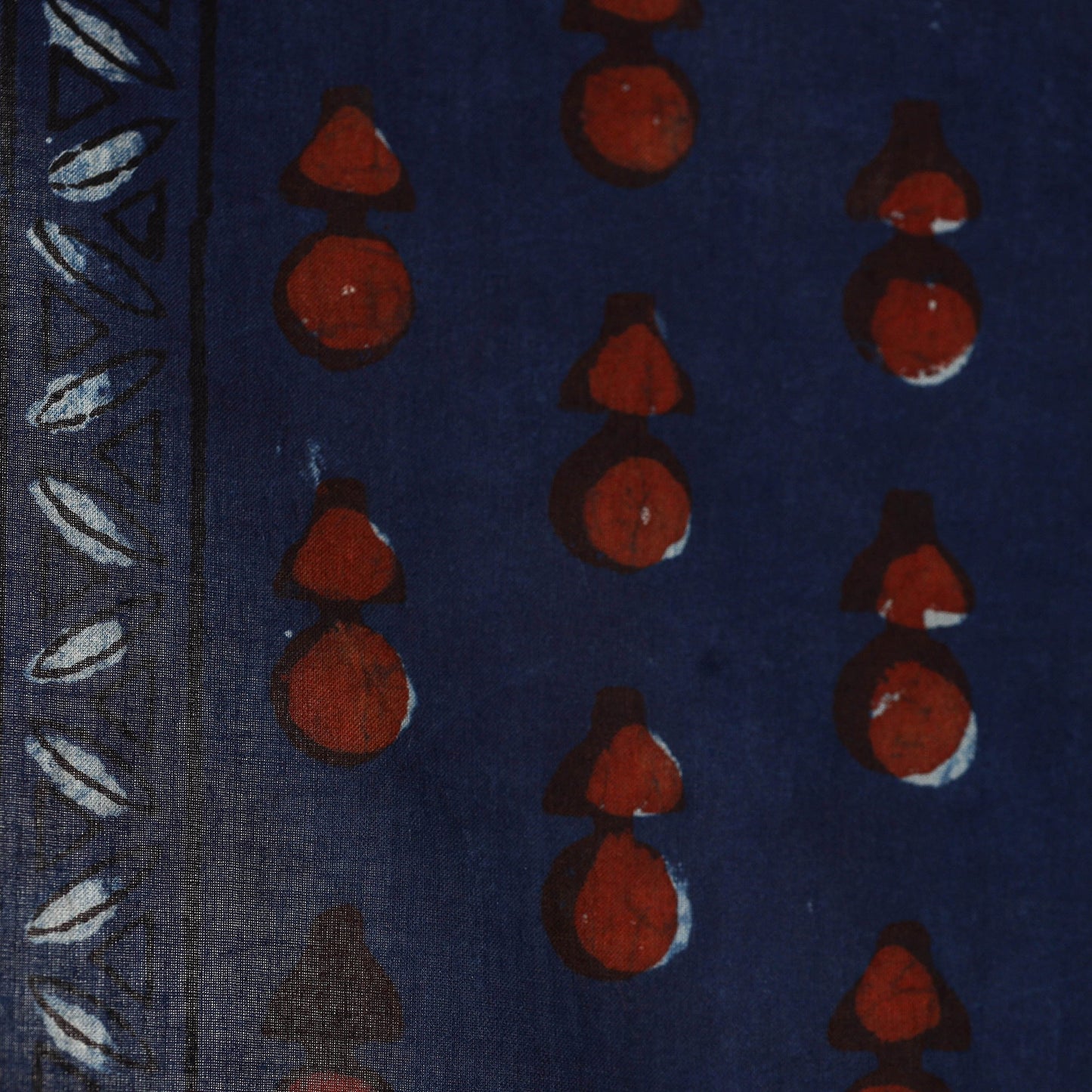 Blue - natural dyed cotton nandana fabric 04 - handcrafted