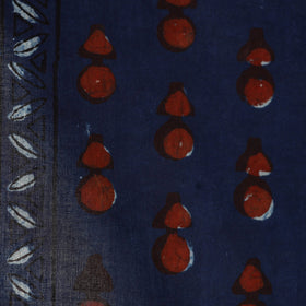 Blue - natural dyed cotton nandana fabric 04 - handcrafted