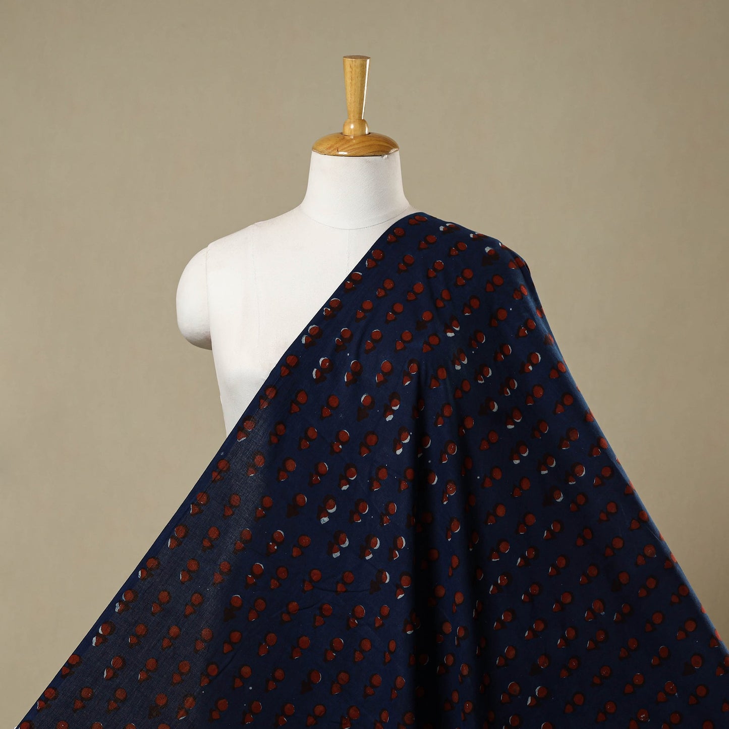 Blue - natural dyed cotton nandana fabric 04 - handcrafted
