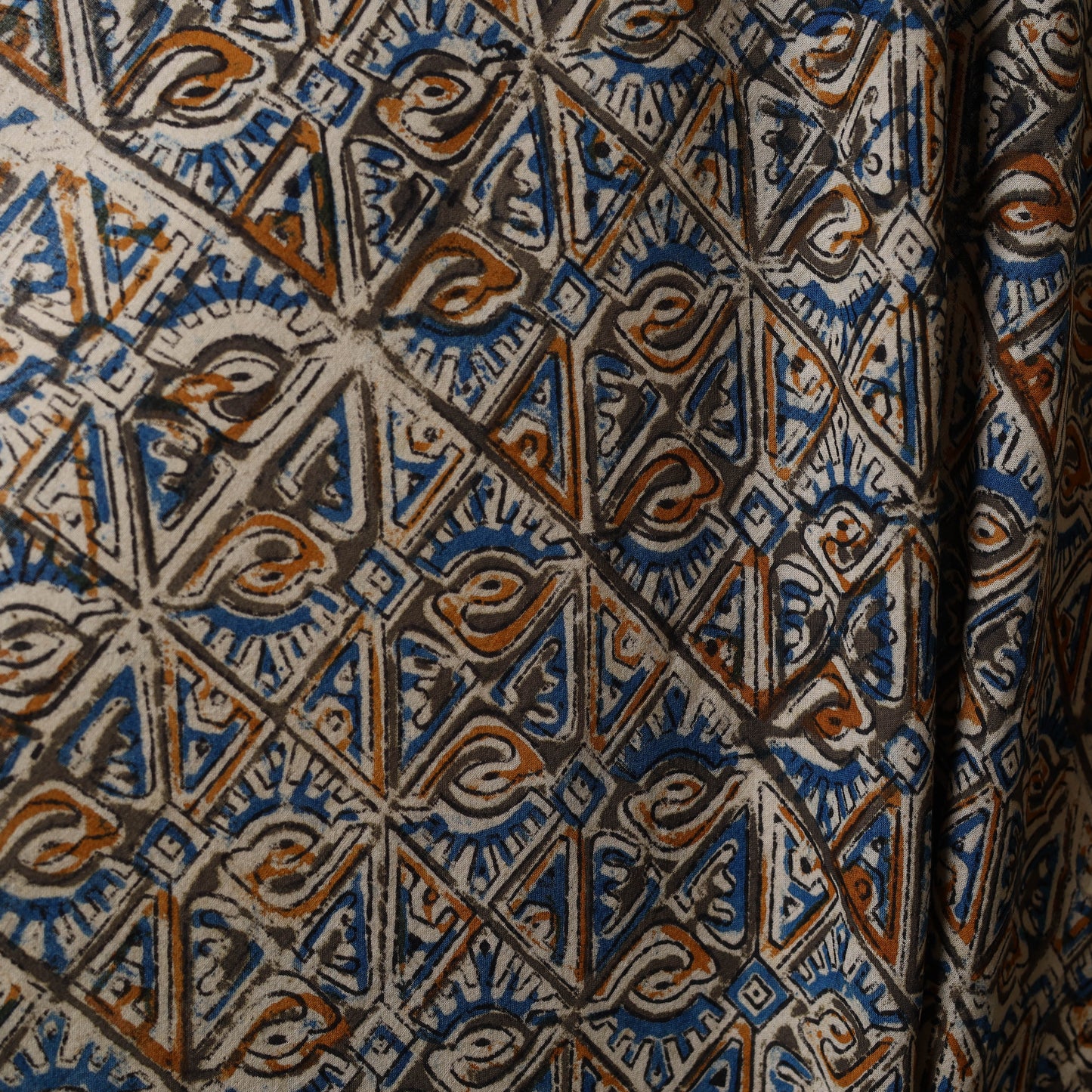 Beige - natural dyed cotton pedana kalamkari fabric 09
