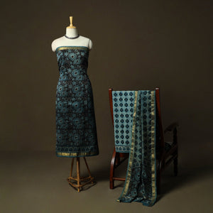 Natural dyed block print maheshwari silk vanaspati bagru