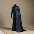 Blue - natural dyed silk saree 01 - handcrafted
