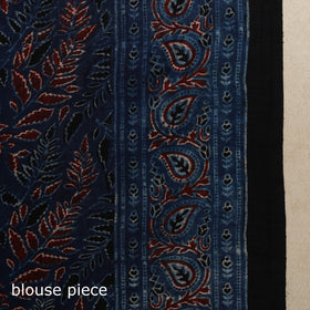 Blue - natural dyed silk saree 01 - handcrafted