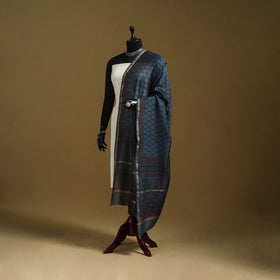 Blue - natural dyed printed chanderi silk bagh dupatta 35