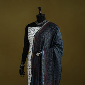 Blue - natural dyed printed chanderi silk bagh dupatta 44