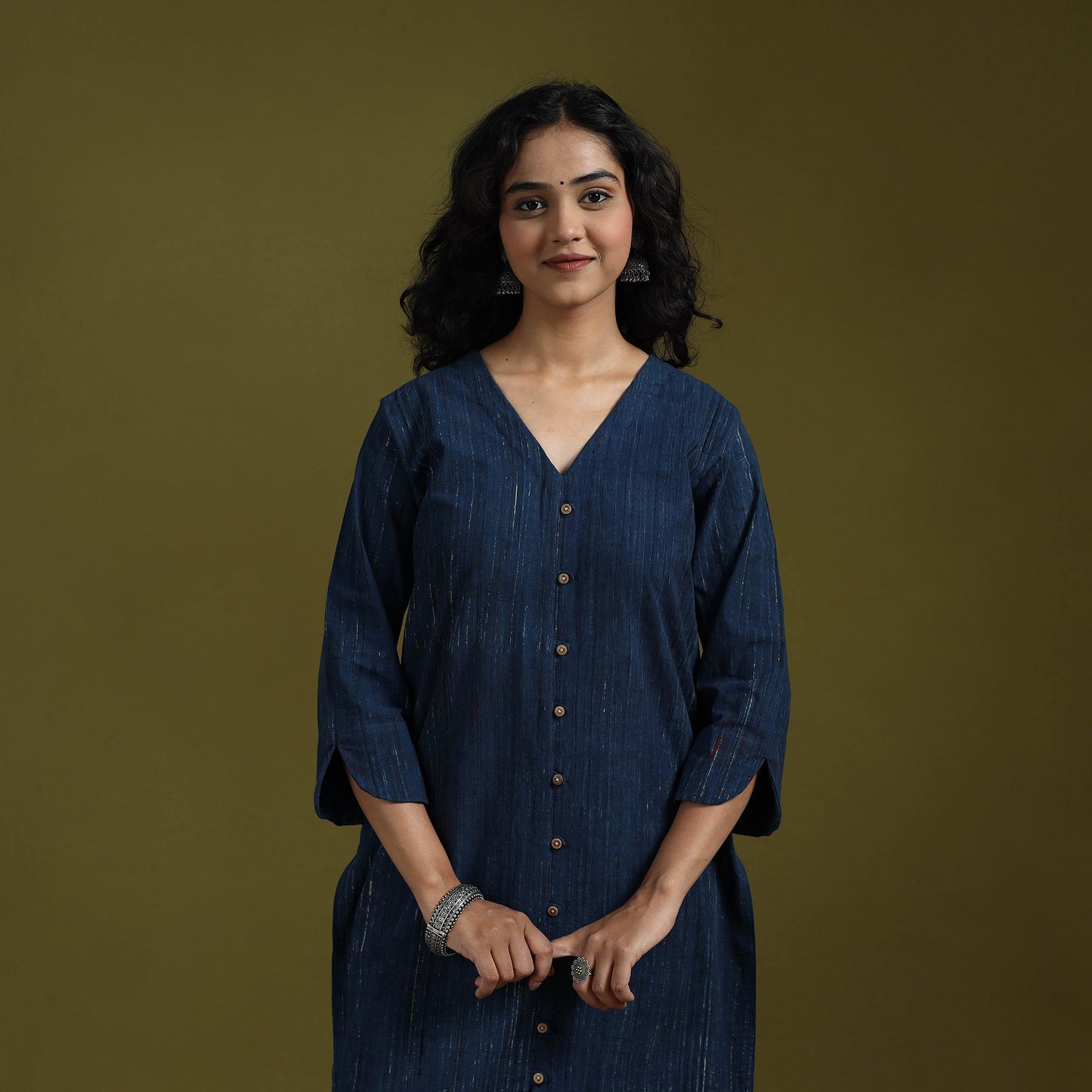 Natural dyed brush design ajrakh print cotton suit set