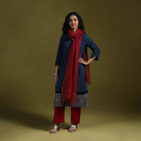 Natural dyed brush design ajrakh print cotton suit set