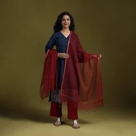 Natural dyed brush design ajrakh print cotton suit set