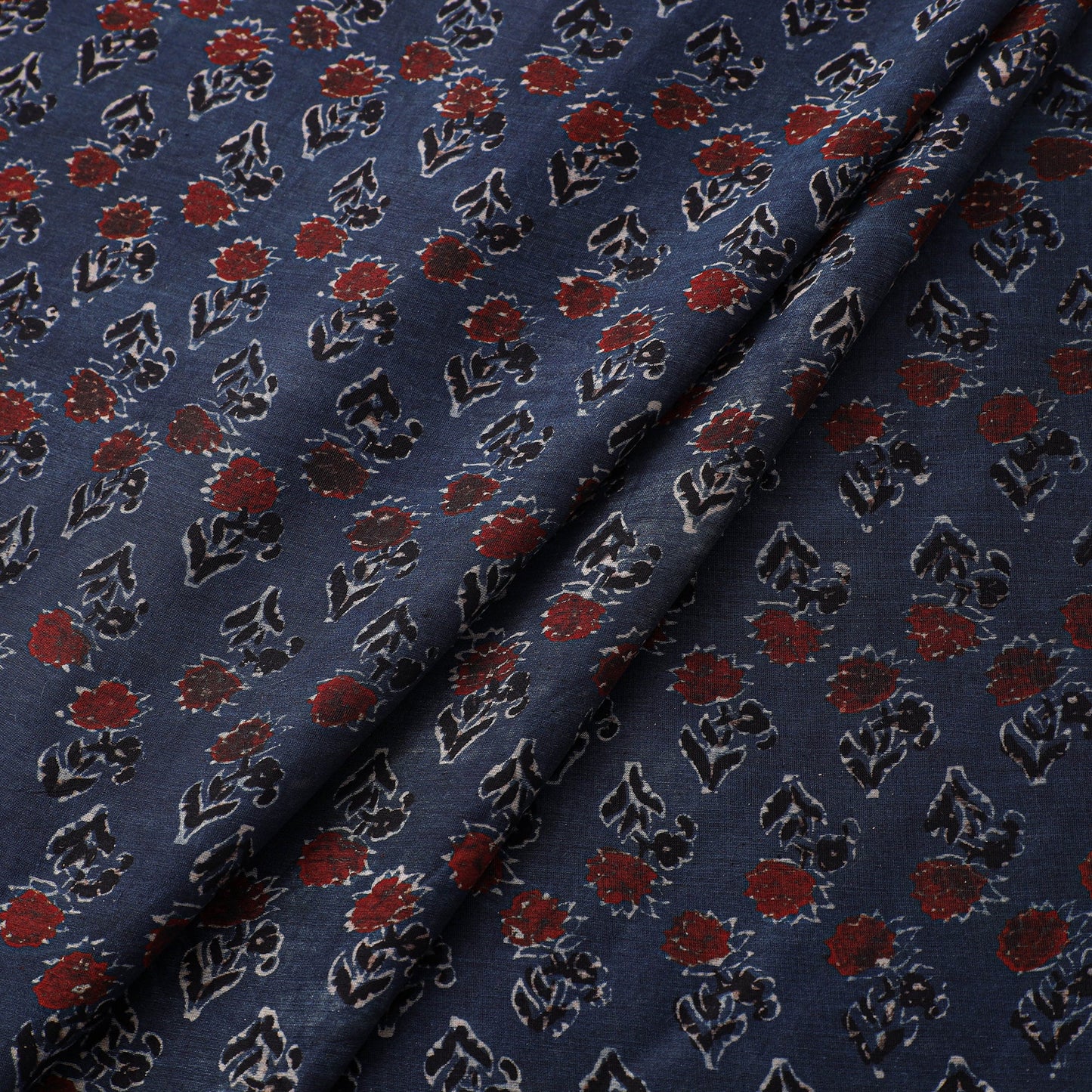 Blue - natural dyed chanderi silk fabric 04 - handcrafted