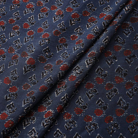 Blue - natural dyed chanderi silk fabric 04 - handcrafted