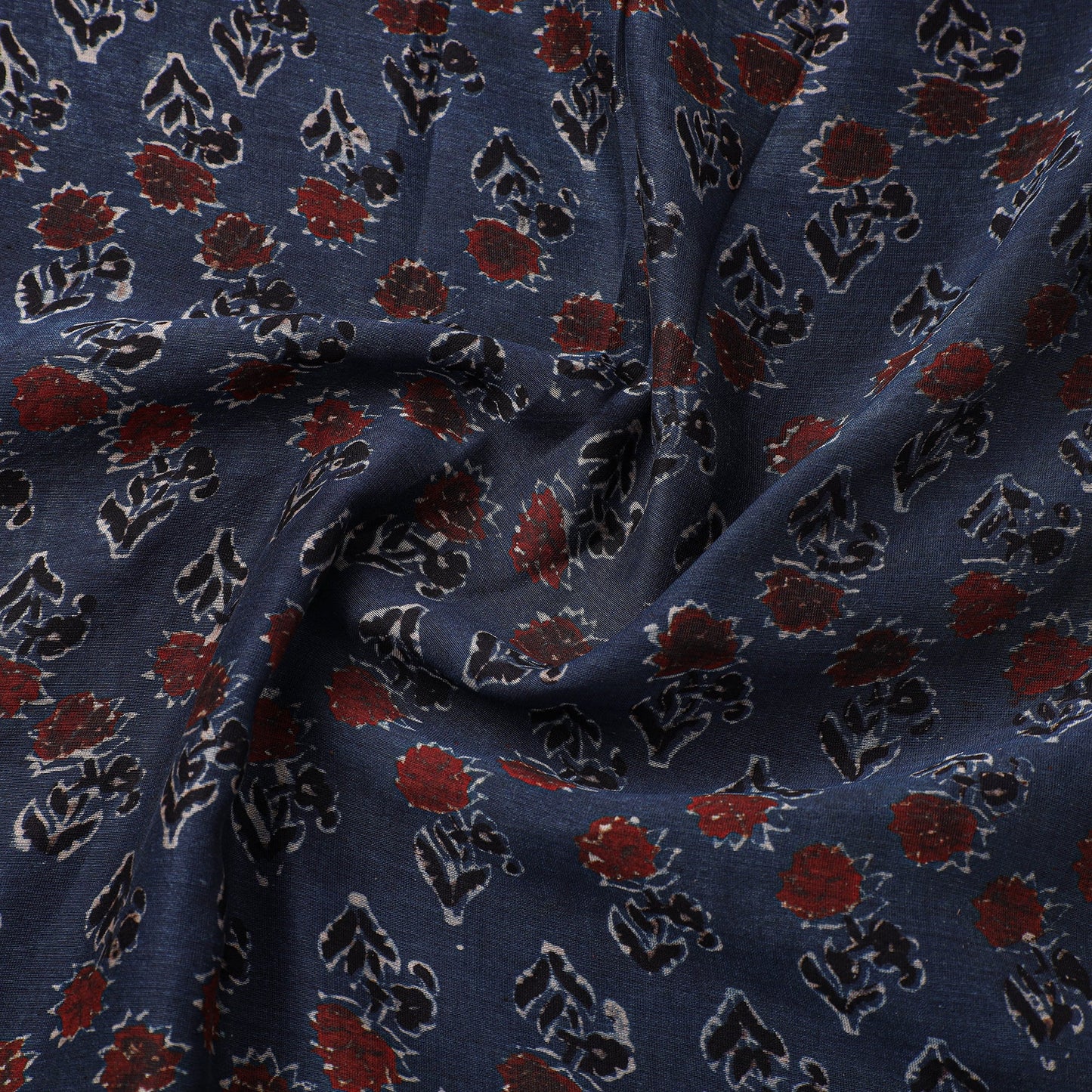 Blue - natural dyed chanderi silk fabric 04 - handcrafted