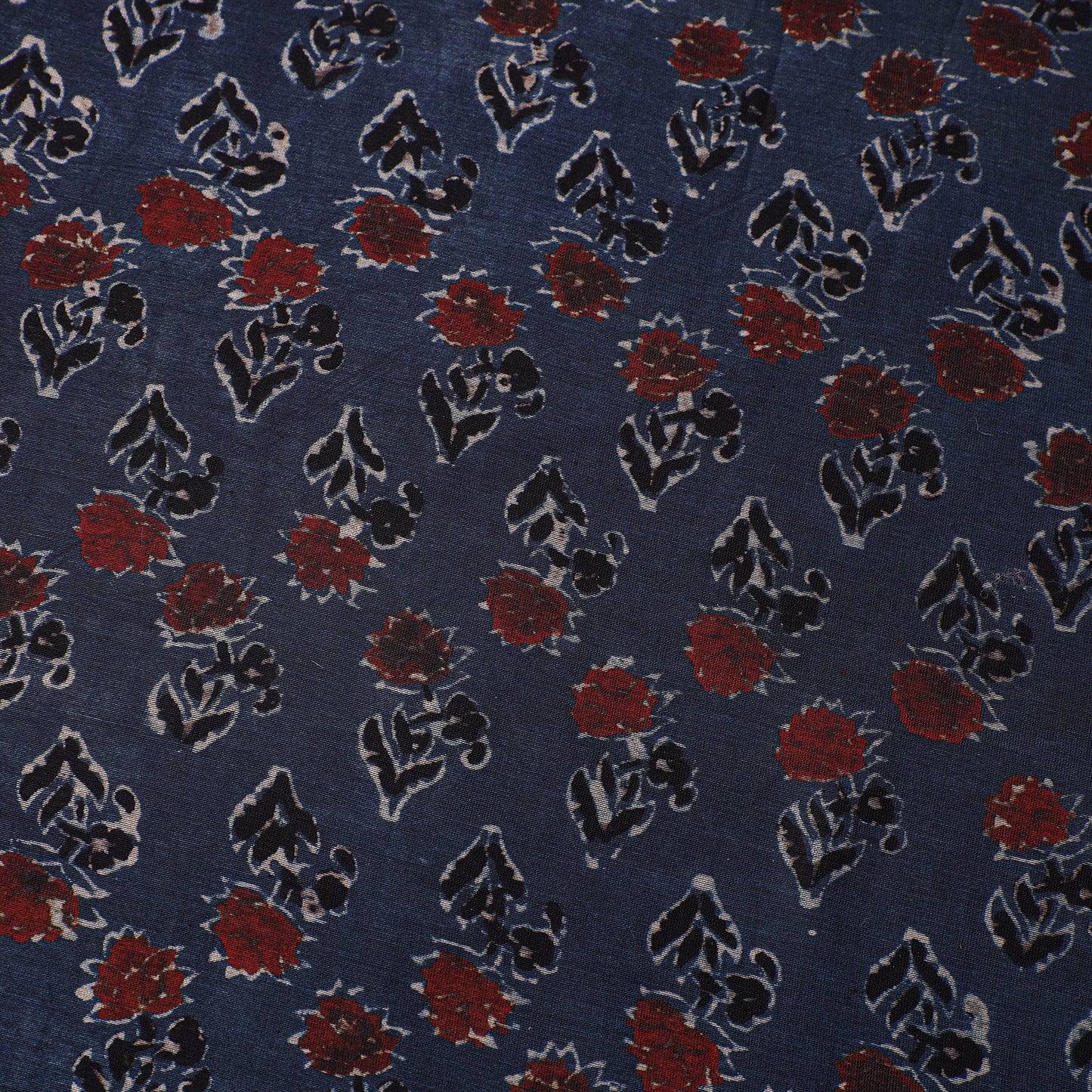 Blue - natural dyed chanderi silk fabric 04 - handcrafted