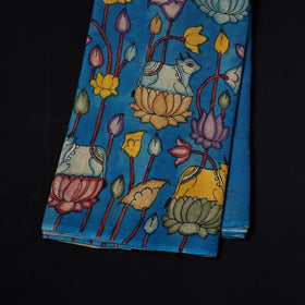 Blue - natural dyed chanderi silk handpainted srikalahasti