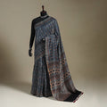 Blue Natural Dyed Block Print Chanderi Silk Ajrakh Saree