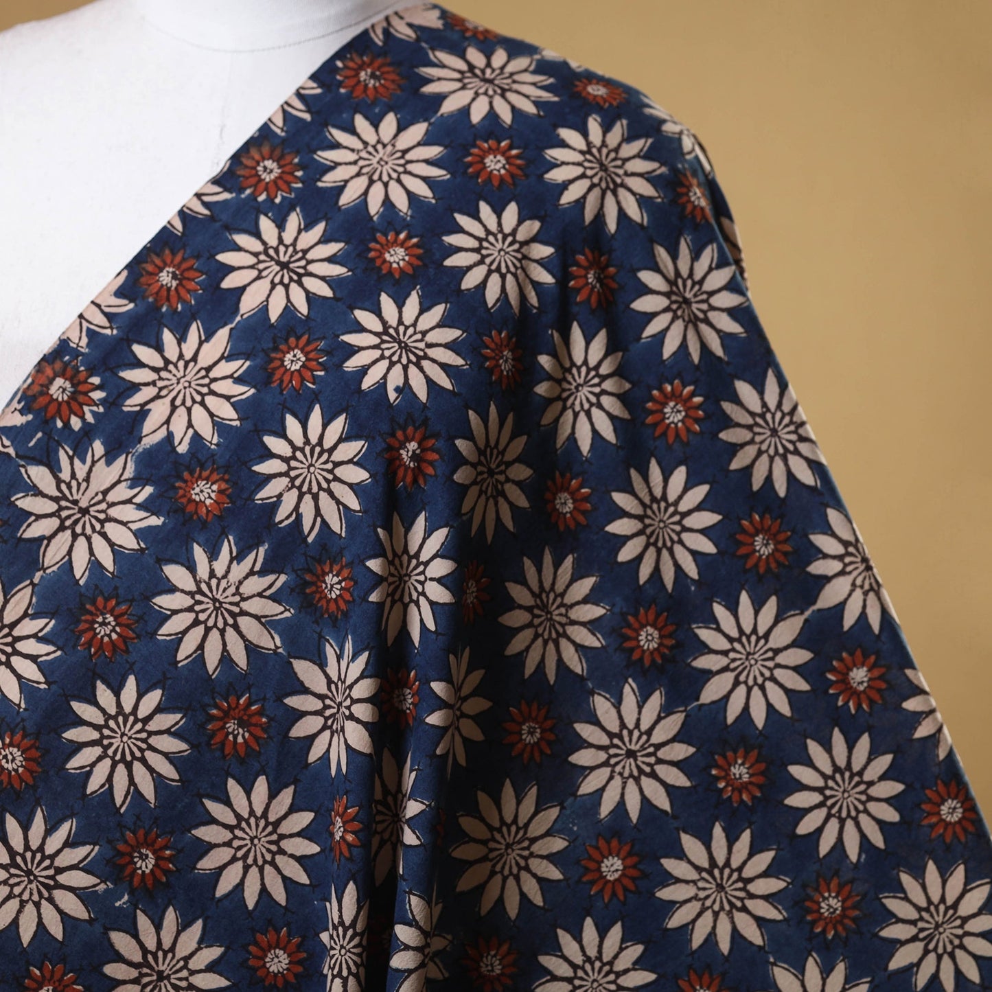 Blue - natural dyed cotton fabric 01 - handcrafted