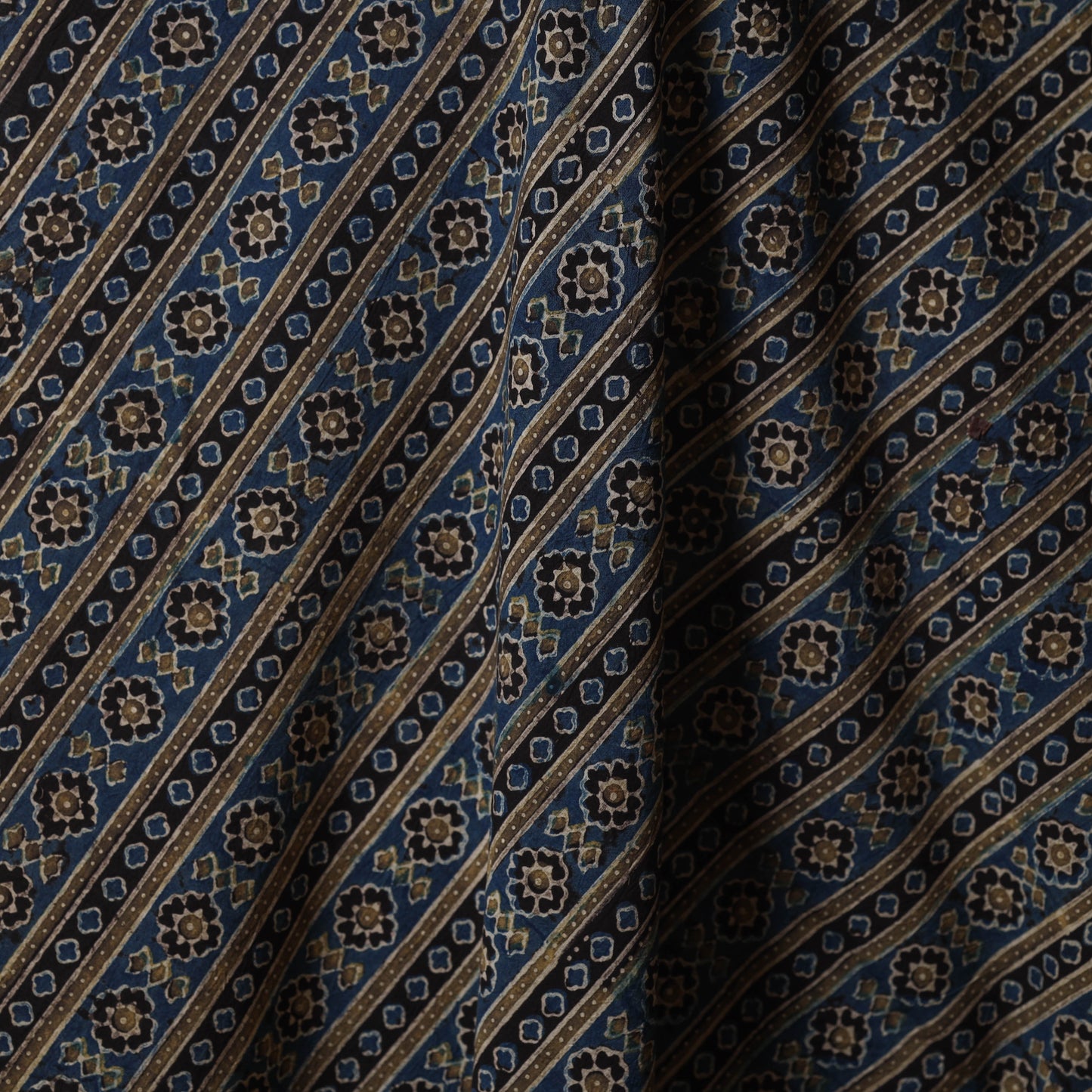 Blue - natural dyed cotton fabric 17 - handcrafted