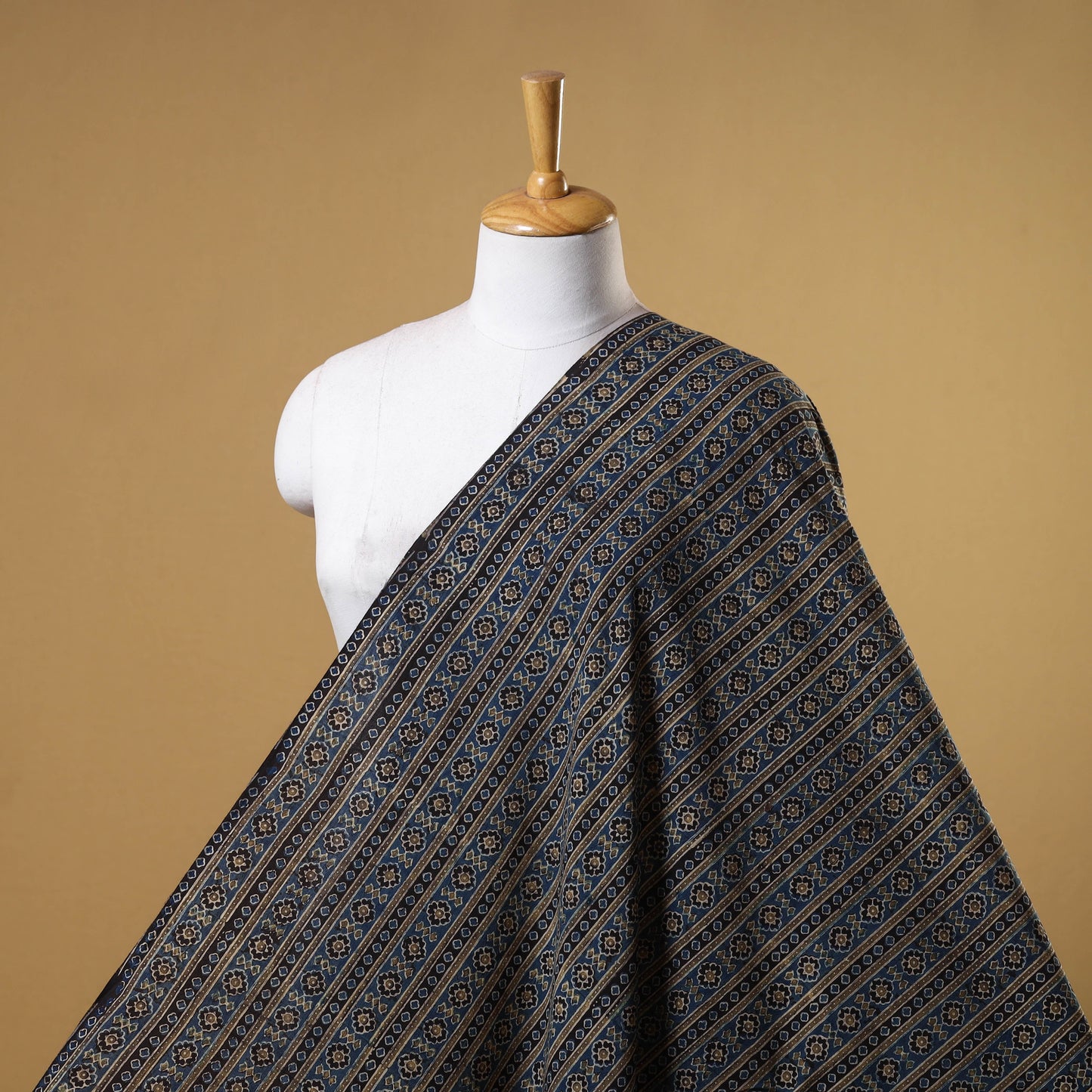 Blue - natural dyed cotton fabric 17 - handcrafted