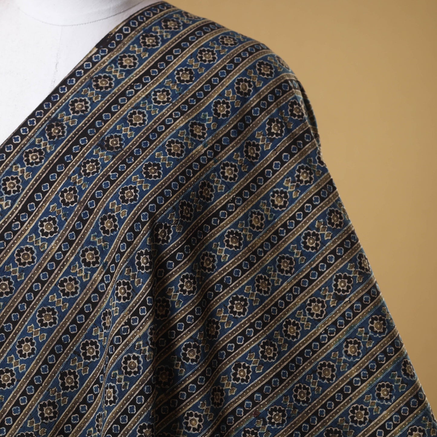 Blue - natural dyed cotton fabric 17 - handcrafted