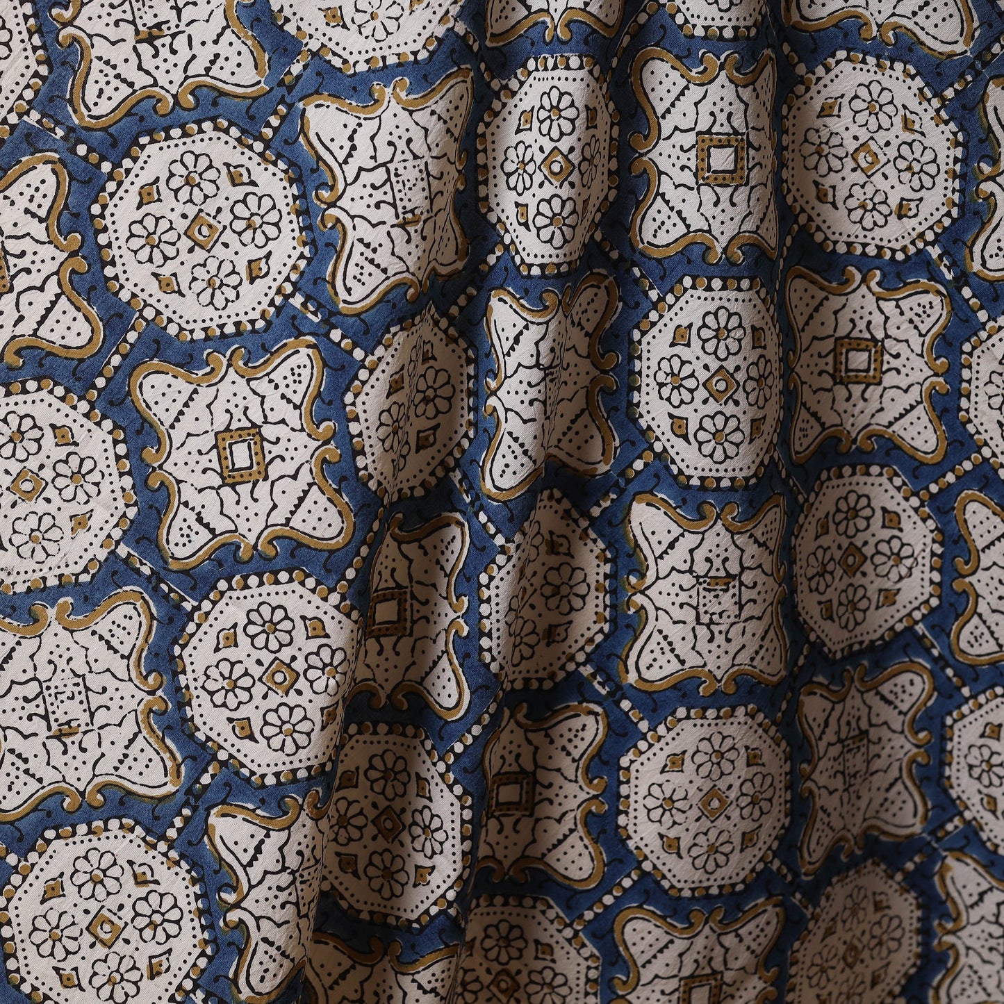 Blue - natural dyed cotton fabric 21 - handcrafted