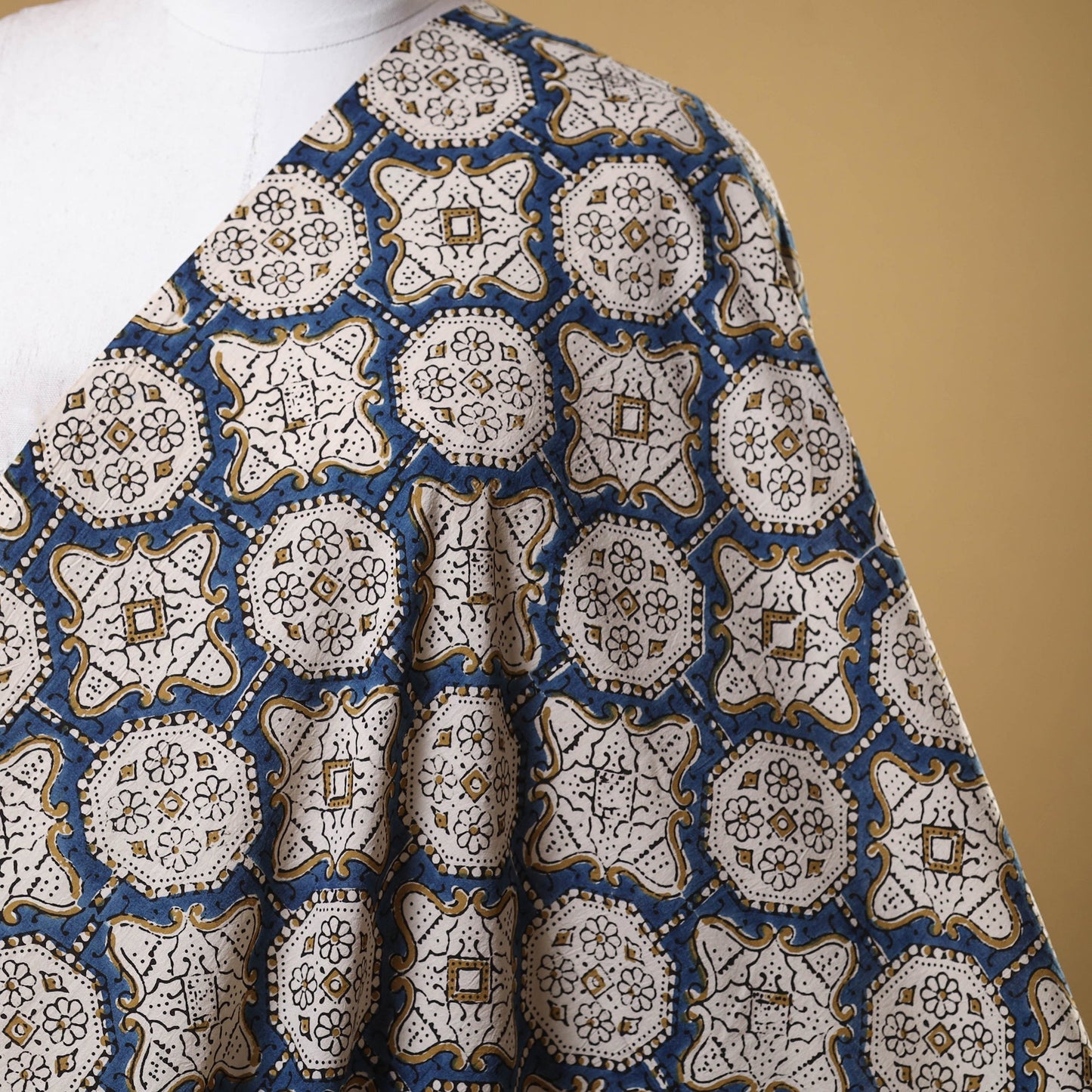 Blue - natural dyed cotton fabric 21 - handcrafted