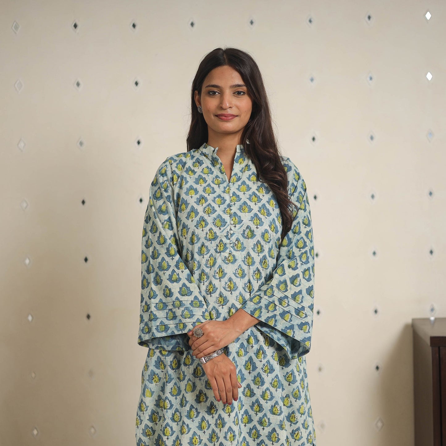 Blue - natural dyed cotton bagru dabu co-ord set 08