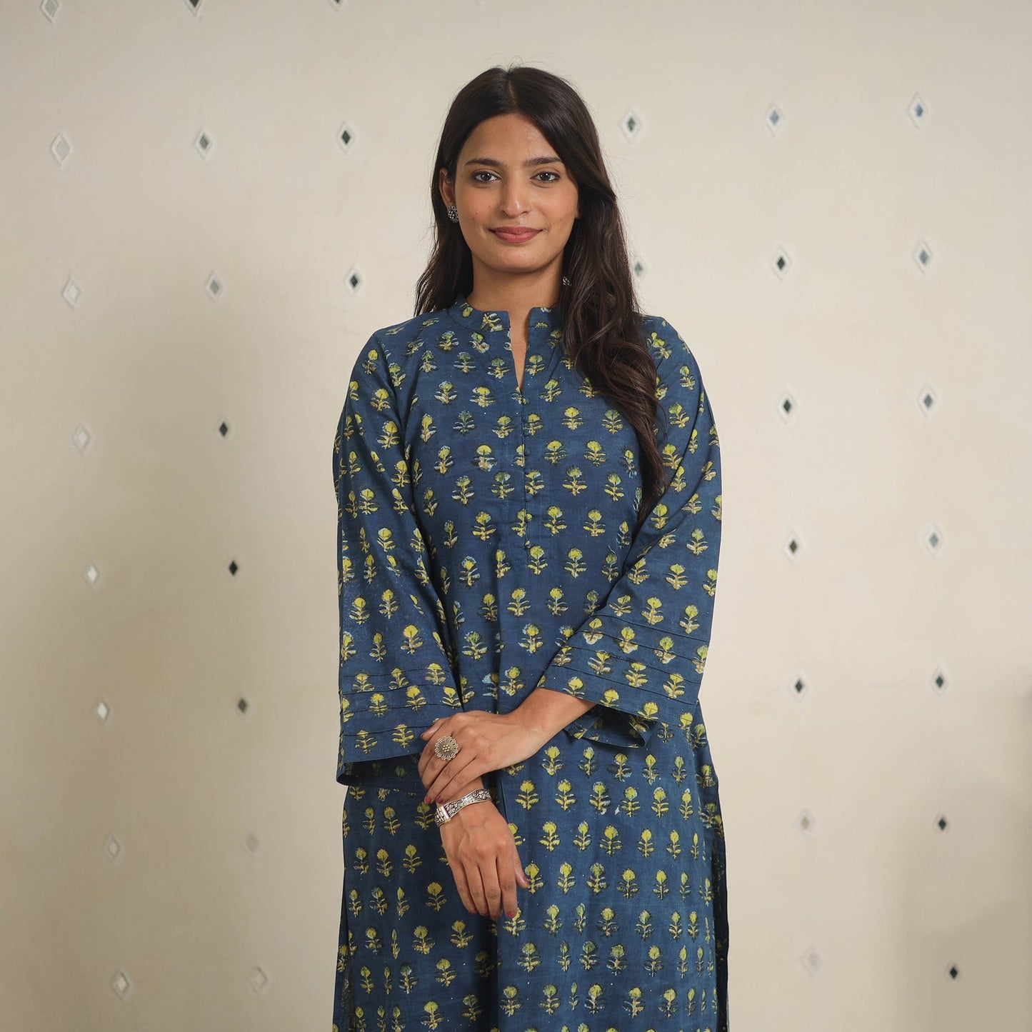 Blue - natural dyed cotton bagru dabu co-ord set 10