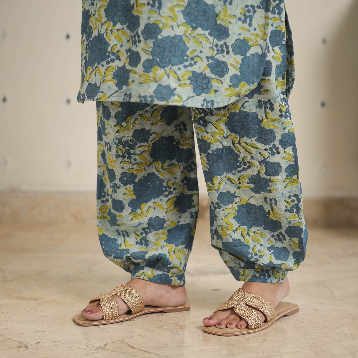 Blue - natural dyed cotton bagru dabu co-ord set 03