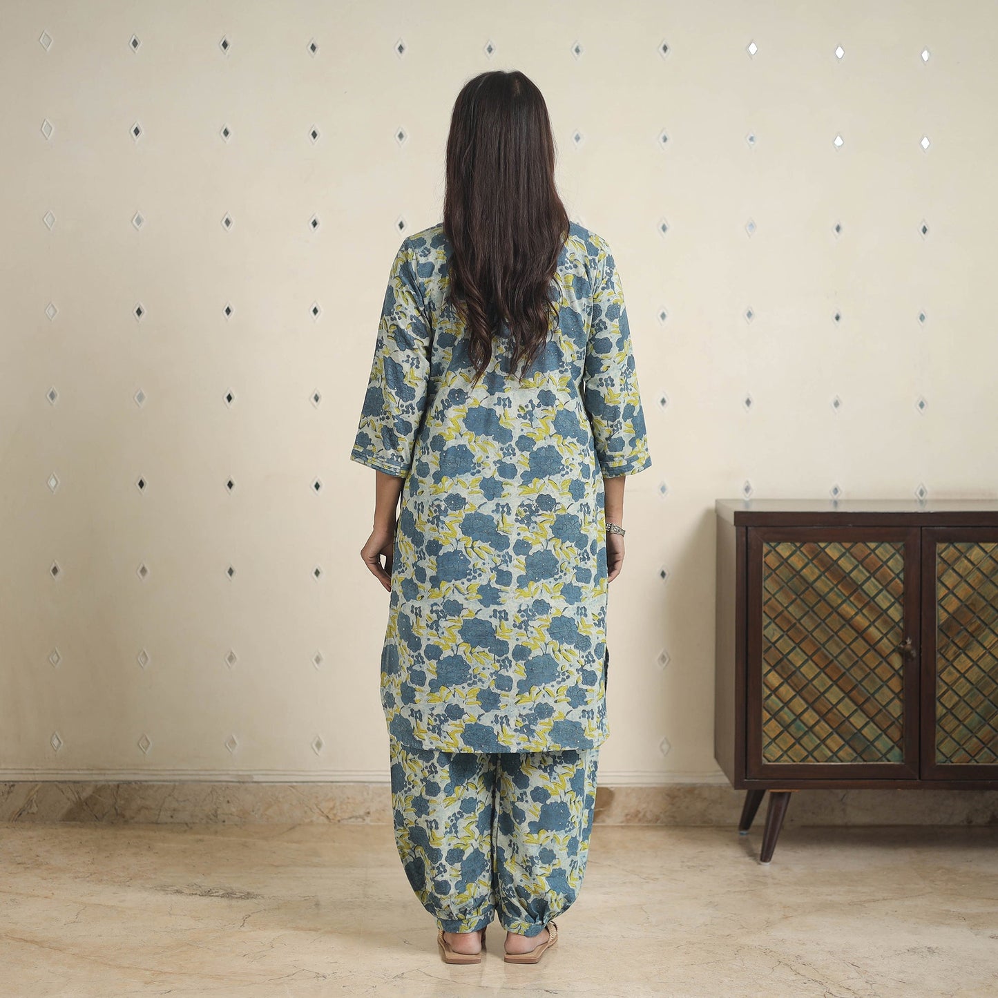 Blue - natural dyed cotton bagru dabu co-ord set 03