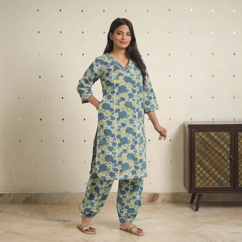 Blue - natural dyed cotton bagru dabu co-ord set 03
